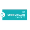 Logo DE COMMUNICATIE EXPERTS met blauwgroene rechthoek en vinkje in halve witte cirkel, netwerk zelfstandige professionals