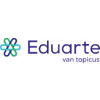 Logo van Eduarte van Topicus met gestileerd symbool in blauw, groen en geel, marketingcommunicatie en klantendag organisatie